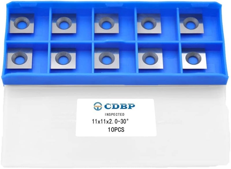 CDBP 11mm Square Straight Carbide Inserts for woodturning, 11×11×2.0mm Replacement Cutter for Woodworking Fits Spiral Helical Planer Cutter Head or lathe Turning Tipped, 10pcs - Image 1